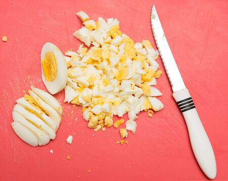 sliced boiled eggの写真素材