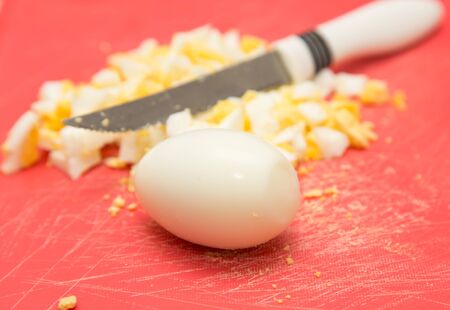 sliced boiled eggの写真素材