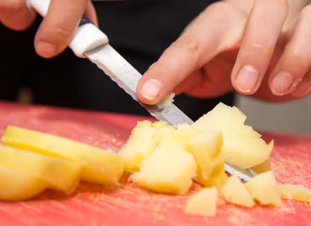 sliced boiled potatoesの写真素材