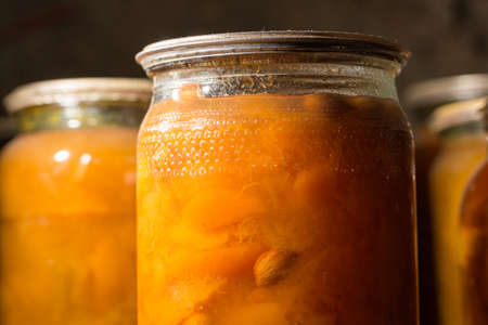 old bank with jam in the basement in the darkの写真素材