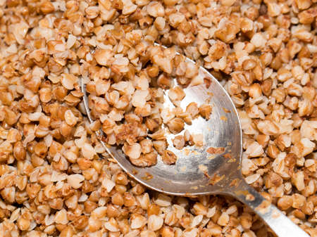 Buckwheat with a spoon. 