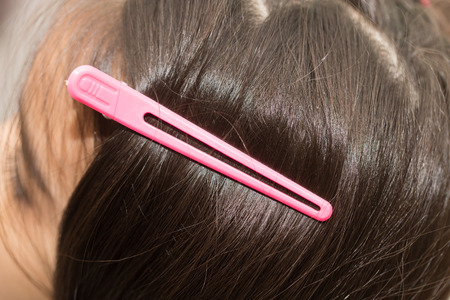 barrette in her hairの写真素材