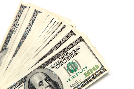 hundred dollar bill on a white background