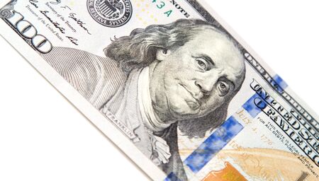 hundred dollar bill on a white background