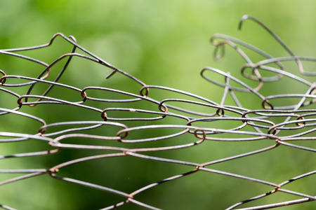 Rusty metal grille fence macro and nature backgroundの写真素材