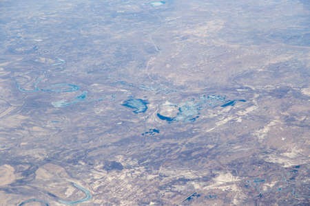land, the view from the airplaneの写真素材