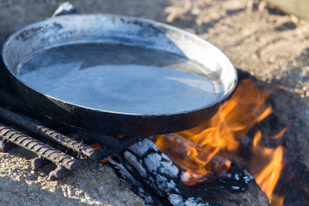 cooking on the nature of the stakeの写真素材