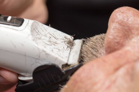 mustache haircut at the beauty salon
