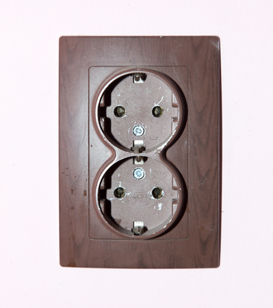 double socket on the wallの写真素材