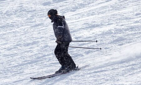 people skiing in the winterの写真素材