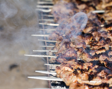 shish kebab on a stickの写真素材