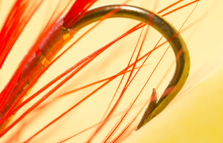 hooked on fly fishing. closeの写真素材