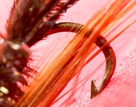 hooked on fly fishing. closeの写真素材