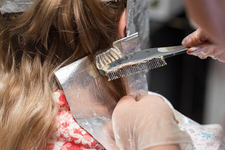 weave hair in a beauty salonの写真素材