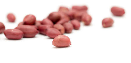 Peanuts on a white background. close