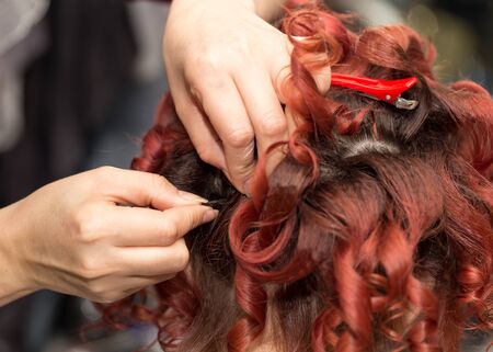 curls of hair in a beauty salon