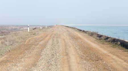 the road to the damの写真素材