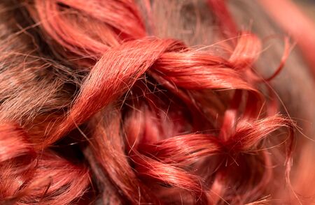 background of red wavy hairの写真素材