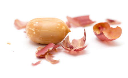Peanuts on a white background. close