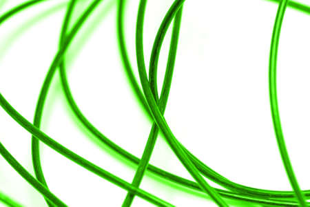 green cable on a white backgroundの写真素材