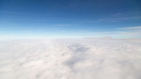 blue sky high view from airplane clouds shapesの写真素材