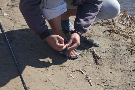 nozzle on the hook for catching fishの写真素材