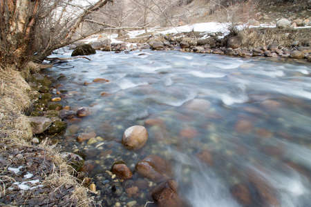 mountain river in the winter in nature