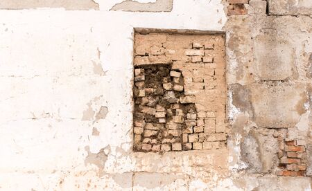 background of an old wall painted whiteの写真素材