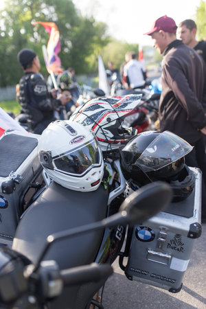 Shymkent, KAZAKHSTAN - APRIL 23, 2016: Bikes on the Opening of biker season in Shymkent, APRIL 23,...