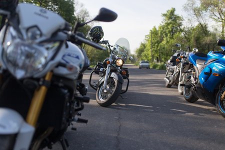 Shymkent, KAZAKHSTAN - APRIL 23, 2016: Bikes on the Opening of biker season in Shymkent, APRIL 23, 2016のeditorial素材