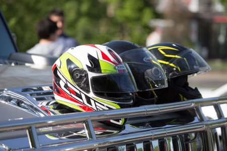 Shymkent, KAZAKHSTAN - APRIL 23, 2016: Bikes on the Opening of biker season in Shymkent, APRIL 23,...