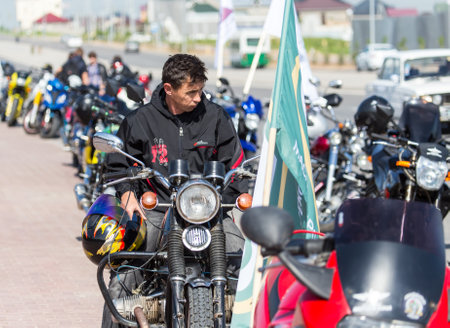 Shymkent, KAZAKHSTAN - APRIL 23, 2016: Bikes on the Opening of biker season in Shymkent, APRIL 23, 2016のeditorial素材