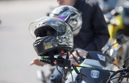 Shymkent, KAZAKHSTAN - APRIL 23, 2016: Bikes on the Opening of biker season in Shymkent, APRIL 23,...