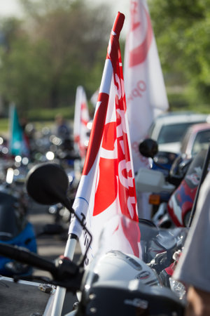 Shymkent, KAZAKHSTAN - APRIL 23, 2016: Bikes on the Opening of biker season in Shymkent, APRIL 23, 2016のeditorial素材