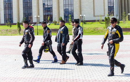 Shymkent, KAZAKHSTAN - APRIL 23, 2016: Bikes on the Opening of biker season in Shymkent, APRIL 23, 2016のeditorial素材