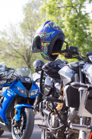 Shymkent, KAZAKHSTAN - APRIL 23, 2016: Bikes on the Opening of biker season in Shymkent, APRIL 23, 2016のeditorial素材