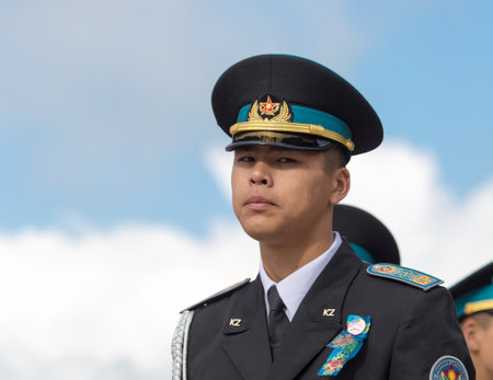 SHYMKENT , KAZAKHSTAN MAY 9, 2015: Victory Day in memory of the soldiers of the Great Patriotic War. Victory Day celebration in the city of Shymkent, Kazakhstan May 9, 2015のeditorial素材