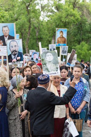 May 9, 2015. The celebration of 70 anniversary of the Victory in the Nazi Germany. Kazakhstan. Shymkentのeditorial素材