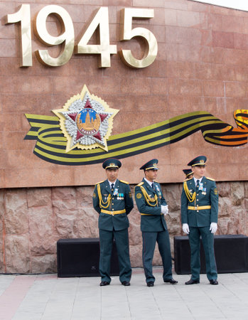 SHYMKENT , KAZAKHSTAN MAY 9, 2015: Victory Day in memory of the soldiers of the Great Patriotic War. Victory Day celebration in the city of Shymkent, Kazakhstan May 9, 2015のeditorial素材