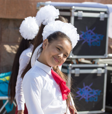 SHYMKENT , KAZAKHSTAN MAY 9, 2015: Victory Day in memory of the soldiers of the Great Patriotic War. Victory Day celebration in the city of Shymkent, Kazakhstan May 9, 2015のeditorial素材