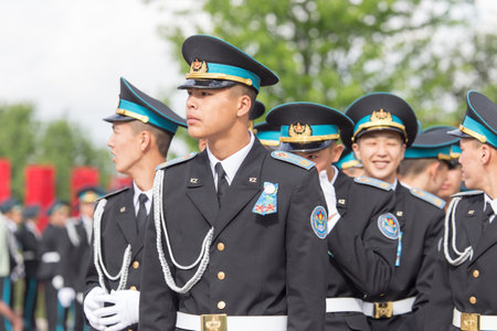 SHYMKENT , KAZAKHSTAN MAY 9, 2015: Victory Day in memory of the soldiers of the Great Patriotic War. Victory Day celebration in the city of Shymkent, Kazakhstan May 9, 2015のeditorial素材