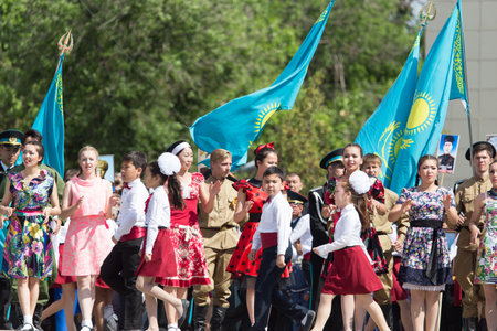 SHYMKENT city, KAZAKHSTAN MAY 9, 2015: Gala concert with the participation of theater actors,...