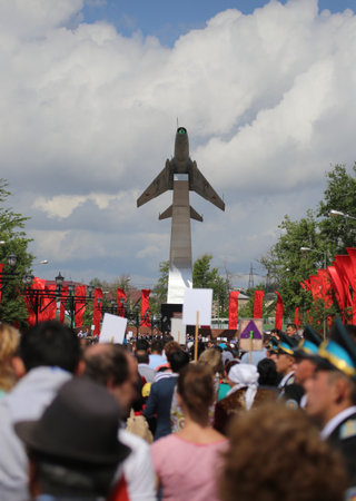 May 9, 2015. The celebration of 70 anniversary of the Victory in the Nazi Germany. Kazakhstan. Shymkentのeditorial素材