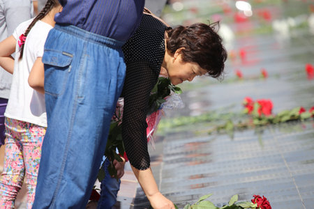 May 9, 2015. The celebration of 70 anniversary of the Victory in the Nazi Germany. Kazakhstan. Shymkentのeditorial素材