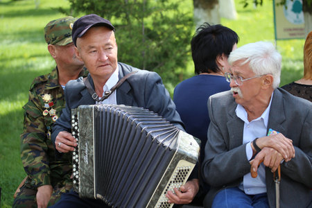 May 9, 2015. The celebration of 70 anniversary of the Victory in the Nazi Germany. Kazakhstan. Shymkentのeditorial素材