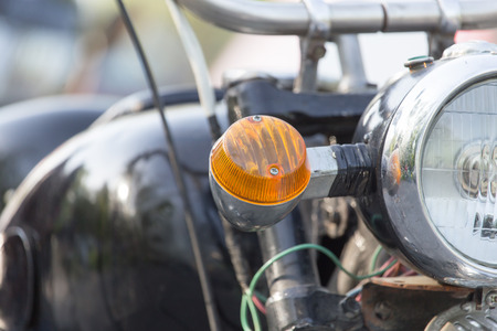 Motorcycle detail. Orange rotating lightの写真素材
