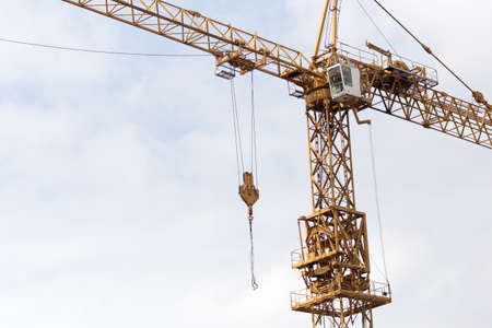 metal parts of the crane on the sky backgroundの写真素材