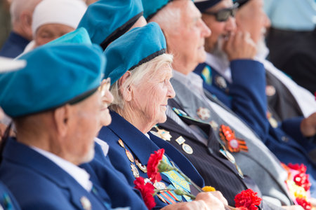 SHYMKENT city, KAZAKHSTAN MAY 8, 2016: Veterans of War. Victory Day. The memory of soldiers of the Great Patriotic War. Victory Day celebration in the city of Shymkent, Kazakhstan May 8, 2016のeditorial素材