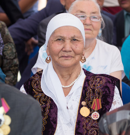 SHYMKENT city, KAZAKHSTAN MAY 8, 2016: Veterans of War. Victory Day. The memory of soldiers of the Great Patriotic War. Victory Day celebration in the city of Shymkent, Kazakhstan May 8, 2016のeditorial素材