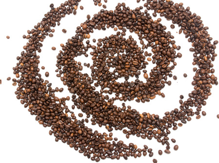 coffee beans on a white backgroundの写真素材
